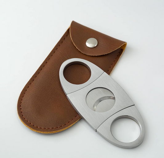 Cigar Cutter Guillotine with Leather Pouch Perfect Clippers Accessory